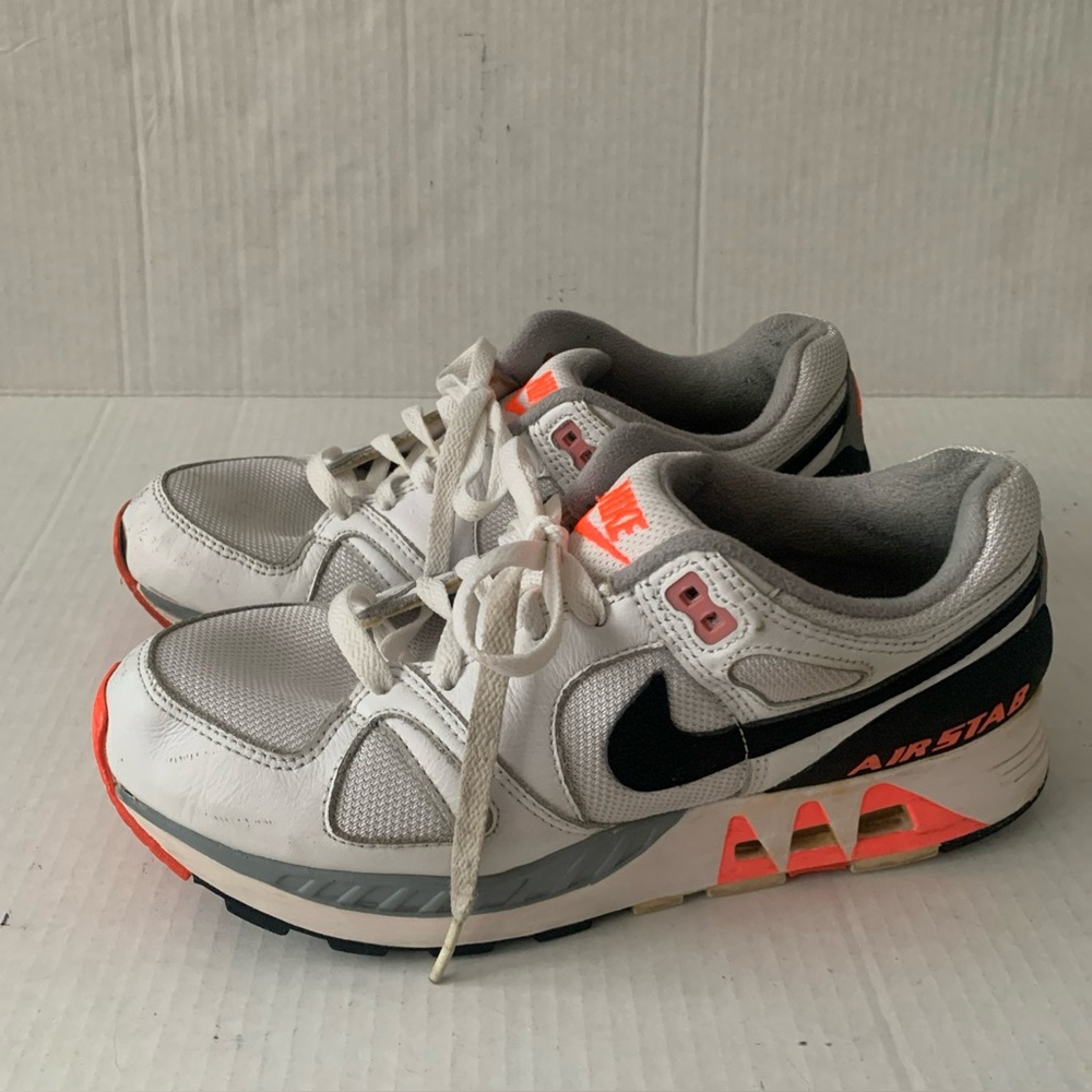 Nike Air Stab Shoes Mens 8.5 White Black Running Sneakers 312451-101 Retro EUC